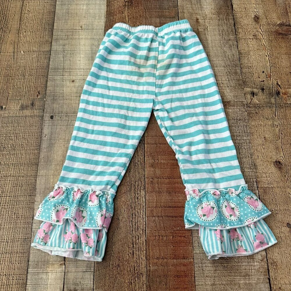 Isla Grace Toddler Girls' 2-3T Striped & Polka Dot Pajama Set With Ruffles - Picture 10 of 10